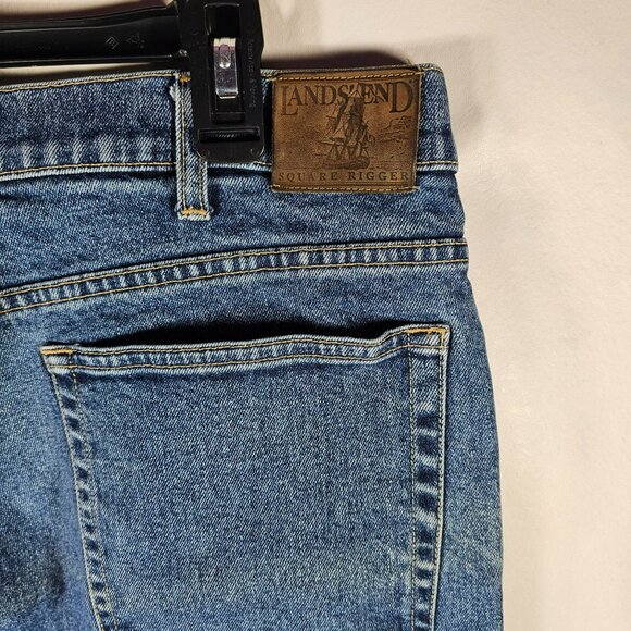 Lot of 2 Lands End Straight Leg Jeans Mens Size 34x24 Medium Blue Cotton Denim - Picture 13 of 14